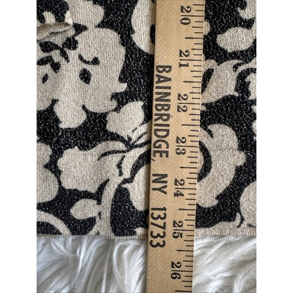 Charter Club Cardigan Sweater Black & Tan Floral Metallic Woman 2X - Picture 7 of 13